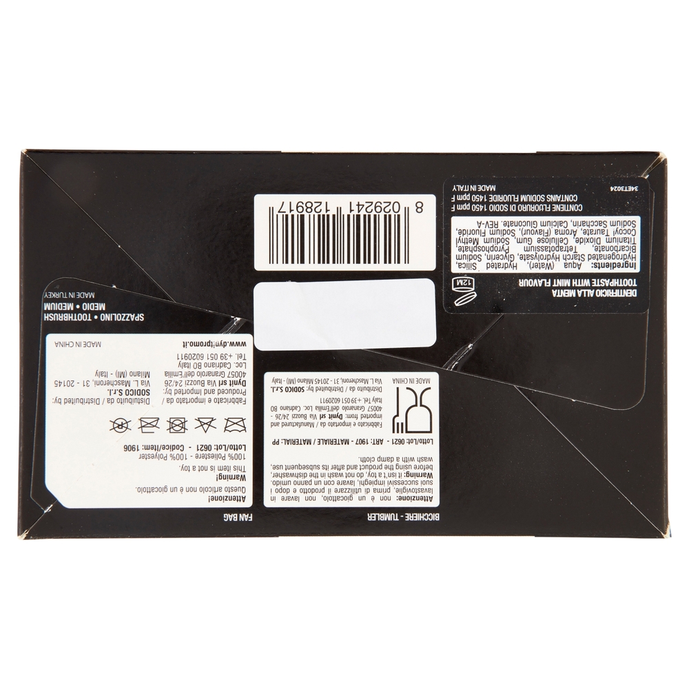 Juventus Dentifricio alla Menta 75 ml, Spazzolino Medio, Bicchiere, Fan Bag